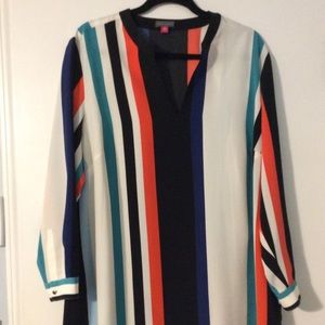 Vince camuto pullover stripe tunic blouse